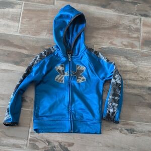 Under Armour Bright Blue Boys' Hooded Zip Sweatshirt with Patterned Sleeves